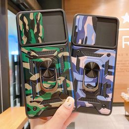 Slide Camera Armor Shockproof Cases For Xiaomi Redmi Note 10 10S POCO X3 Pro Ring Holder Military Camouflage Phone Cover