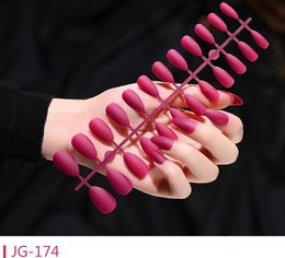 quality rose red color matte colors Manufacturers price pointed a nail strips article 24 piece frosted finished wear nail nail Full Cover Tips False Nails