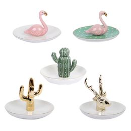 Jewelry Pouches, Bags Ceramic Tray Desert Plant Animal Stand Trinkets Holder Living Room Bedroom Cute Decorations