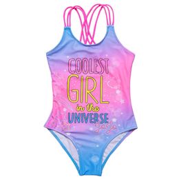 Baby Girls Tie Dye Bathing Suit for Children Cross Back Proffesional Sport Fabric Swimwear Costume 210529