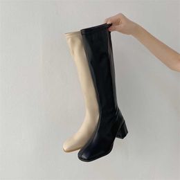 Black Sexy Over The Knee Boot High Heels Shoes Ladies Thigh Spring Leather Long Female Shoe Plus Size 43 211105