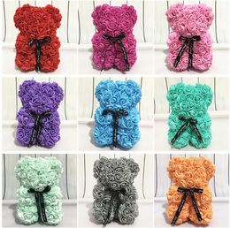 Hochwertige 18-farbige Rosen-Teddybärfiguren, Valentinstagsgeschenk, 25 cm, Blume, künstliche Dekoration, Weihnachten, für weibliche Kinder, Spielzeug im Großhandel