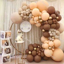 Baby Shower Balloons Garland Coffee Brown Balloon Arch KIt Wedding Birthday Decorations Blush Anniversary Party Decor Supplies 210719