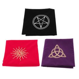 60x60cm Velvet Tarot Tablecloth Altar Wicca Pentacle Sun Embroidery Board Game