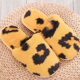 Women Home Slippers with Faux Fur Fashion Warm Shoes Woman Flats Female Slides Leopard Non-slip soft bottom Plush slippers s594 210625