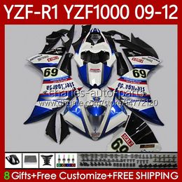 Bodywork Kit For YAMAHA YZF-R1 Blue black white YZF R1 1000 CC YZF-1000 09-12 Body 92No.123 YZF1000 YZF R 1 2009 2010 2011 2012 1000CC YZFR1 09 10 11 12 Motorcycle Fairing