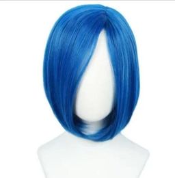 Short Straight blue Wig Anime Synthetic Costume Party Cosplay Wigs For Women