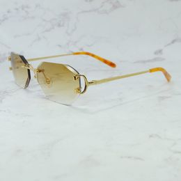 Polygon Sunglasses Mens Accessories Fashion Stylish Carters Eyewear Rimless Diamond Cut Edge Sun Shades High Quality Wholesale
