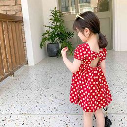 Girls' Dress Summer Fashion Bow Puff Sleeve Polka Dot Party Princess Cute Children's Baby Kids Girls Clothing 210625