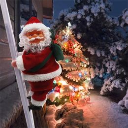 Electric Plush Climbing Ladder Santa Claus With Music Christmas Figurine Ornament Xmas Party DIY Crafts Festival Gifts 201017