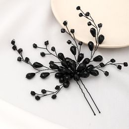 Black Crystal Headpieces Combs Wedding Hair Accessories Bride Comb Bridal for Women Headpieces