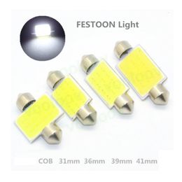 50Pcs White Festoon LED COB Bulbs 31mm 36mm 39mm 41mm Car Bulb For Auto Dome Map Reading License Plate Lights 12V 24V