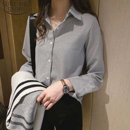 Fashion Long Sleeve Striped Cardigan Plus Size Women Tops Chiffon Blouse Casual Womens Tops and Blouses 5574 50 210527