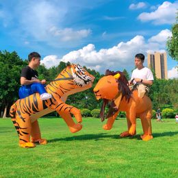 Mascot CostumesAnimal Brown Lion Tiger Inflatable Costumes Halloween Costume Half Body Party Role Play Mascot Disfraz for AdultMascot