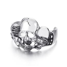 100g weight 52*67mm size Stainless Steel Biker Casting Skull End Bangle Bracelet Cool Gifts Jewellery for Mens .father .husband Gift