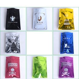 Customised One Colour Logo Pinting Zip Lock Packing Bags Multiple Sizes and Colours Aluminium Foil Mylar Pouches for Dry Food Tea Coffee