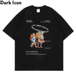 Printed Drop Shoulder Oversized Men's T-shirt Short Sleeve Summer Hip Hop Tshirts Cotton Tee 210603