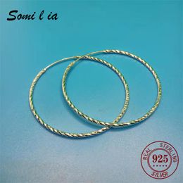 Hoop & Huggie Somilia- Fashion Women Earrings Rope Platinum 40-50mm S925 Sterling Silver Jewelry For Girlfriend Gift