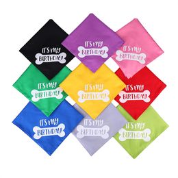 Candy Colour Pet Dog Bandana Apparel It's My Birthday Design Cute Puppy Cat Bibs Scarf Adjustable Cotton Dogs Bandanas