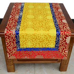 Custom Patchwork Tibetan style Jacquard Coffee Tea Table Cloth Small Cabinet Bedside Desk Dust Cover Cloths Chinese Silk Satin Rectangle Dustproof Covers