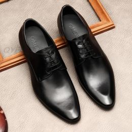 Italian Designer Genuine Leather Men Oxford Dress Shoes Male Party Wedding Office Black Brown Luxury Brogue Formal Shoes For Men