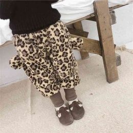 Gooporson Winter Warm Kids Pants Leopard Print Fleece Thickened Leggings Fashion Korean Little Girls Costume Children Outfits 210715