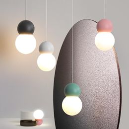 Pendant Lamps Modern Web Celebrity INS Girl Creative Glass Chandelier Multi-color Gourd Dining Room Bedroom Bed Magic Bean Lighting