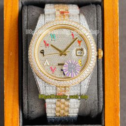 eternity Watches RFF Latest products 126334 126331 126333 Rainbow Arab Diamonds Dial 2836 Automatic Iced Out Full Mens Watch 904L Steel Diamond Case Two Tone Strap