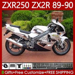 Full Bodywork Kit For KAWASAKI NINJA ZX 2R 2 R R250 ZXR 250 ZX2R ZXR250 1989 1990 Body 84No.80 ZX-2R ZXR-250 89-98 ZX-R250 ZX2 R 89 90 Motorcycle Fairing Gloss white