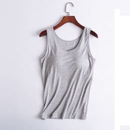 Women's Tank Tops modal Breathable Clothes Fitness Sexy summer Vest Strap Built In Bra Padded Bra Modal Tank Top Camisole 210308