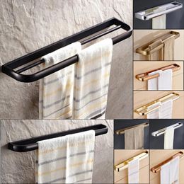 Towel Racks Bar Single Rack Bathroom Brushed Black Wall Mounted Holder Brass Black/Gold/Silver/Antique/Rose Gold