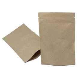 50Pcs Brown Kraft Paper Zip Lock Stand Up Bag Self Seal Reusable Food Storage Doypack Coffee Bean Candy Packaging Pouches