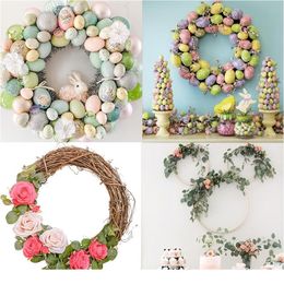10-29cm Natural Rattan Wreath Flower Wreath Hoop Artificial Pigeon Eggs For Easter Decorations Home Diy Craft Weddin jllYSw