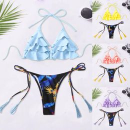 Women's Swimwear Bikinis Sexy Tops Ruffle Biquini Two Piece Swimsuit Feamle Thong Women Push Up Brazilian Bathing Suit 2021