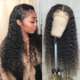 peruvian curly full lace wigs Canada - Deep Wave Hd Lace Front Human Hair Wigs Pre Plucked 360 Brazilian Remy Hair Water Curly Wigs For Black Women