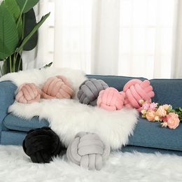 Modern Minimalist Pillow Fashion Woven Soft Crystal Velvet Knotted Ball Cushion Creative Furniture Supplies