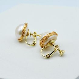 Dangle & Chandelier Women's Pearl Ear Clips, Handmade, Natural Baroque Pearls, Golden Pierced Earrings, Jewelry