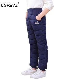 New Boys Winter Pants for Girls Cotton Padded Thick Warm Trousers Waterproof Ski Pants High Waist Toddler Kid Leggings 3-12 Year 210303