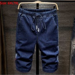 Drect Sell Summer New Jeans Big Men's Half length Pants High Quality Cotton Shorts Extra Large Super Big Plus Size L-6XL 7XL X0601