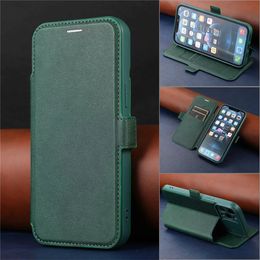Wallet Phone Cases for iPhone 14 13 12 11 Pro Max X XS XR 7 8 Plus Pure Colour Magnetic Buckle PU Leather Flip Kickstand Cover Case with Card Slots