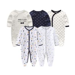 Clothing Sets 5-pack Baby Rompers Overalls Costume Kids Winter Clothes for Boy Newborn Playsuit Baby Clothing 210309