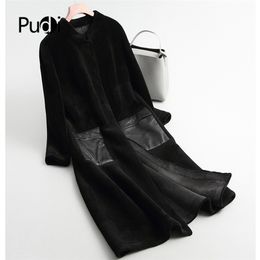 Pudi Women Winter Real Wool Fur Coat Jacket Over Size Parka Lady Fashion Genuine Coats Outwear A68290 211220