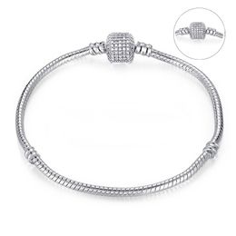 Silver Color Snake Chain Fine Bracelet Fit European Charm Bracelet for Women DIY Jewelry Making