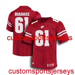 Stitched 2020 Men's Women Youth Wisconsin Badgers #61 Tyler Biadasz Jersey Red NCAA Custom any name number XS-5XL 6XL