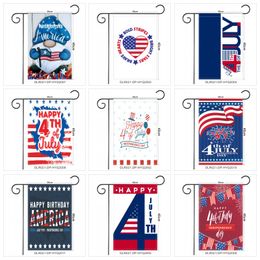 USA Independence Day Banner Flags Pongee 30*45cm Happy 4th July Outdoor Garden Hanging Gnomes Design