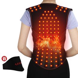 Tourmaline Self-heating Back Support 108pcs Magnets Therapy Spine Back Shoulder Lumbar Posture Corrector Vest Pain Relief Brace 210317