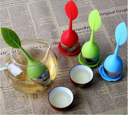 Teas Tool Sweet Leaf Folwer Silicone Infuser Reusable Strainer with Drop Tray Novelty Tea Ball Herbal Spice Filter DAW01