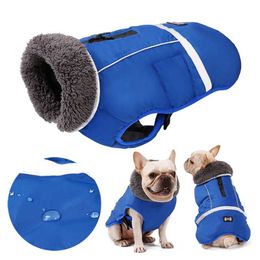 Designer Winter Dog Clothes Waterproof Reflective Dog Padded Jackets for Medium Large Dogs Warm Thick Fleece Pet Coat Adjustable 211106