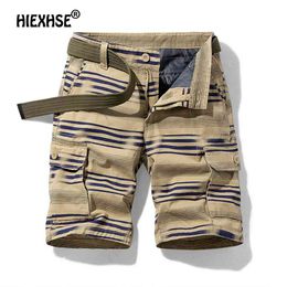 Summer Mens Loose Multi-Pocket Safari Style Shorts Men's Pure Cotton Street Fashion Harajuku Men Tactical Size 27-36 210629