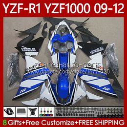 OEM Fairings For YAMAHA YZF-R1 YZF R1 1000 CC YZF1000 YZFR1 09 10 11 12 Bodywork 92No.57 YZF R 1 1000CC White blue 2009 2010 2011 2012 YZF-1000 2009-2012 MOTO Body Kit